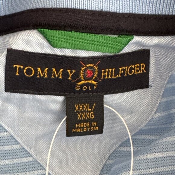Tommy Hilfiger Golf Men's XXXL Short Sleeve Polo Shirt Pique Knit Blue Stripe - Picture 10 of 14